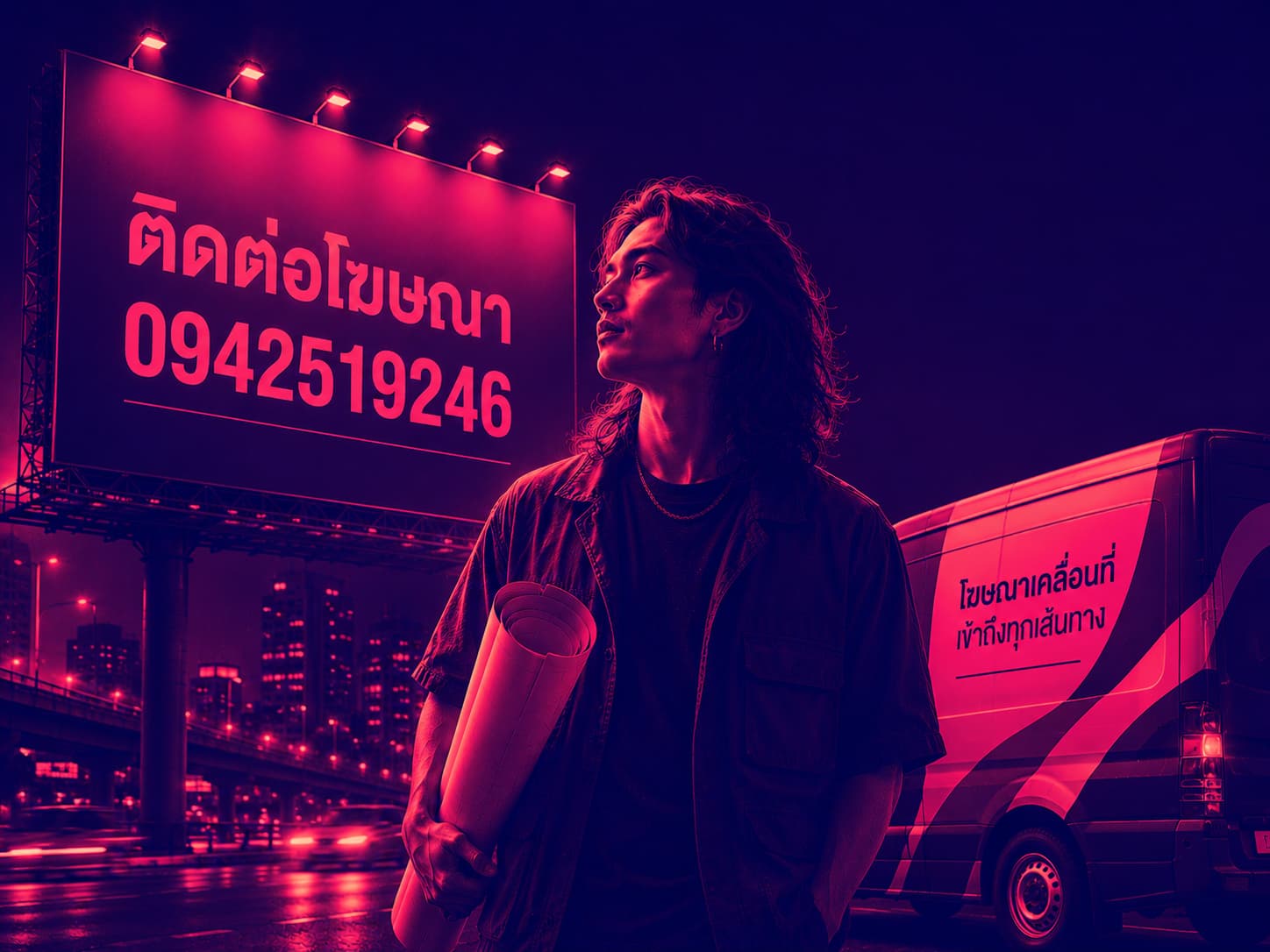 รับออกแบบและผลิตป้ายโฆษณา บิลบอร์ด สติกเกอร์ติดรถ